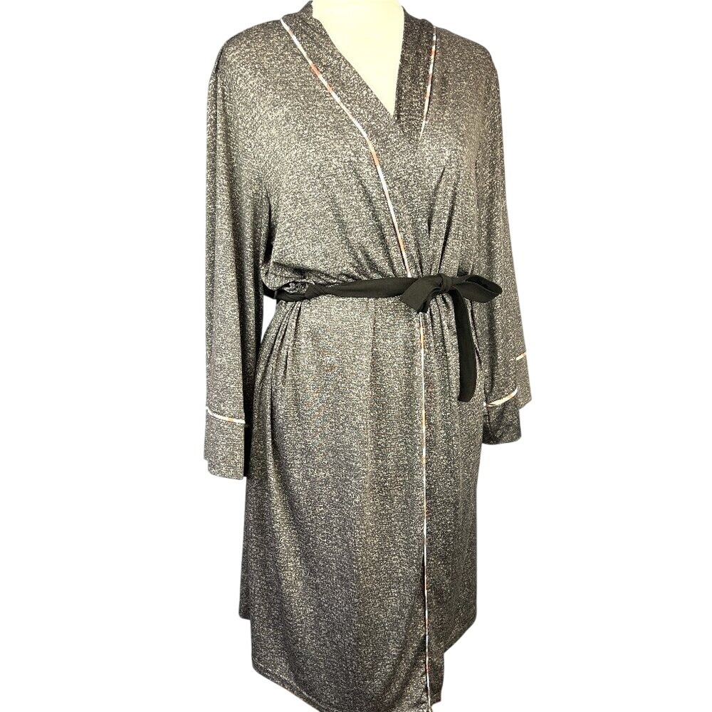 Nanette Lepore Gray Marbled Short Robe with Contrasting Trim Size M Loungewear